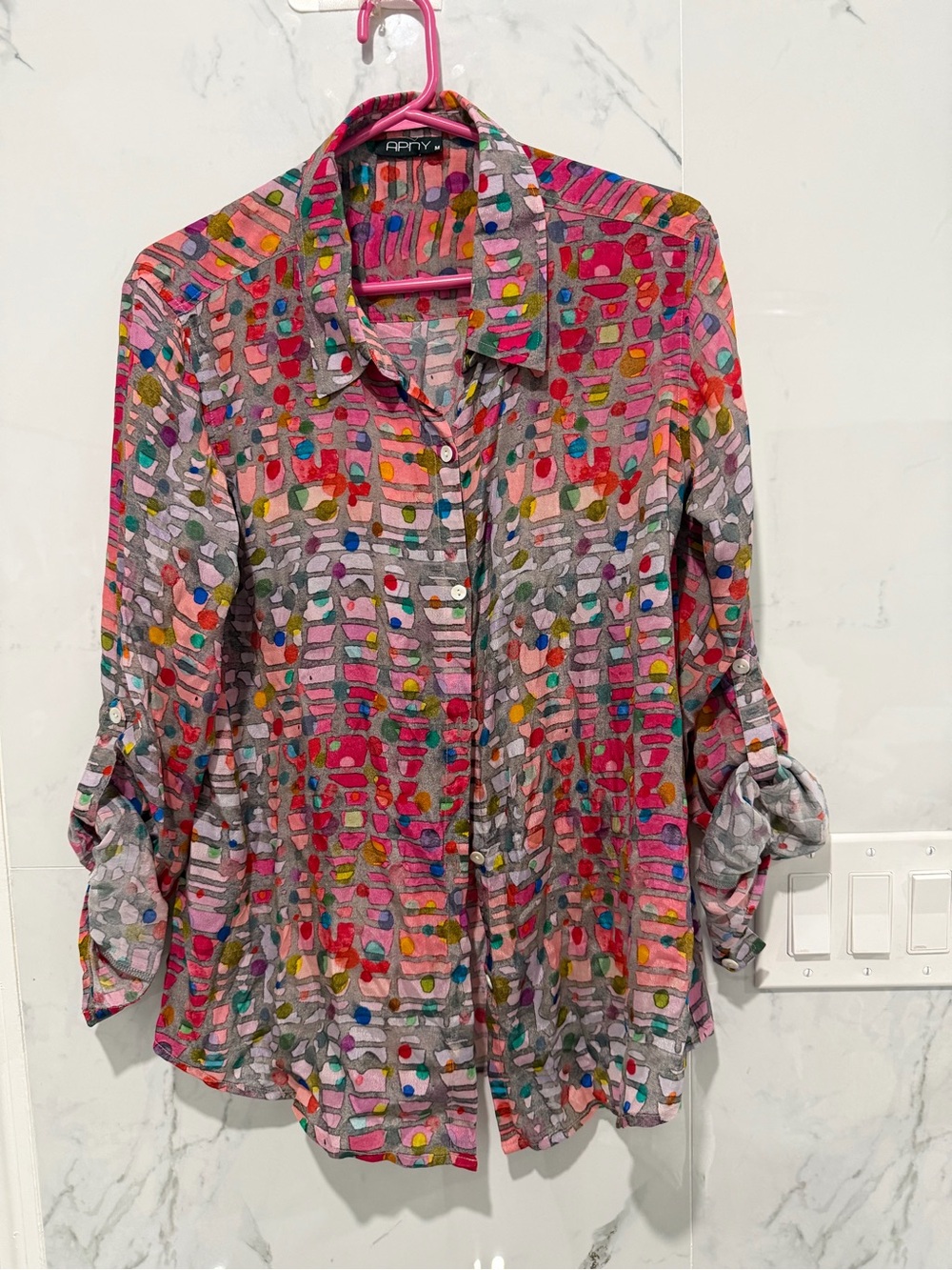 APNY Multicolor Pink Patterned Button-Down Shirt